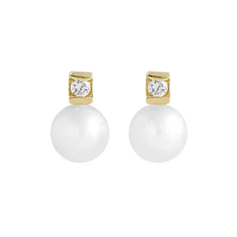 Pendientes oro 18k mujer 7 mm. perlas cultivadas 5 mm. combinadas dia