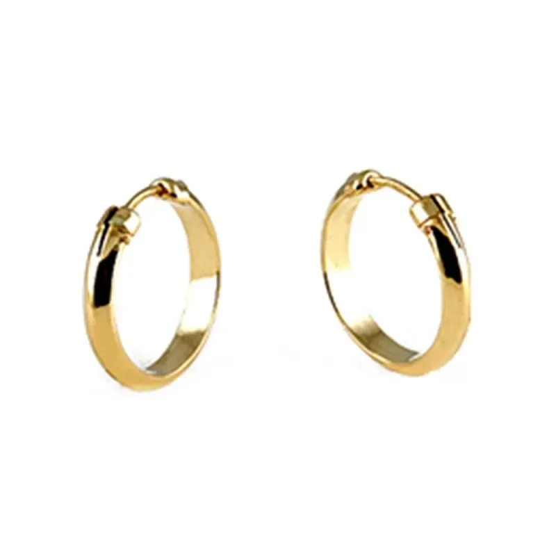 Pendientes oro 18k mujer 15 mm. media caña lisos ancho 3 mm.