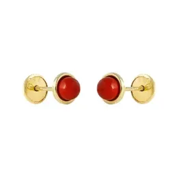 Pendientes oro 18k niña 5.5 mm. corales centro 4.5 mm. tornillo