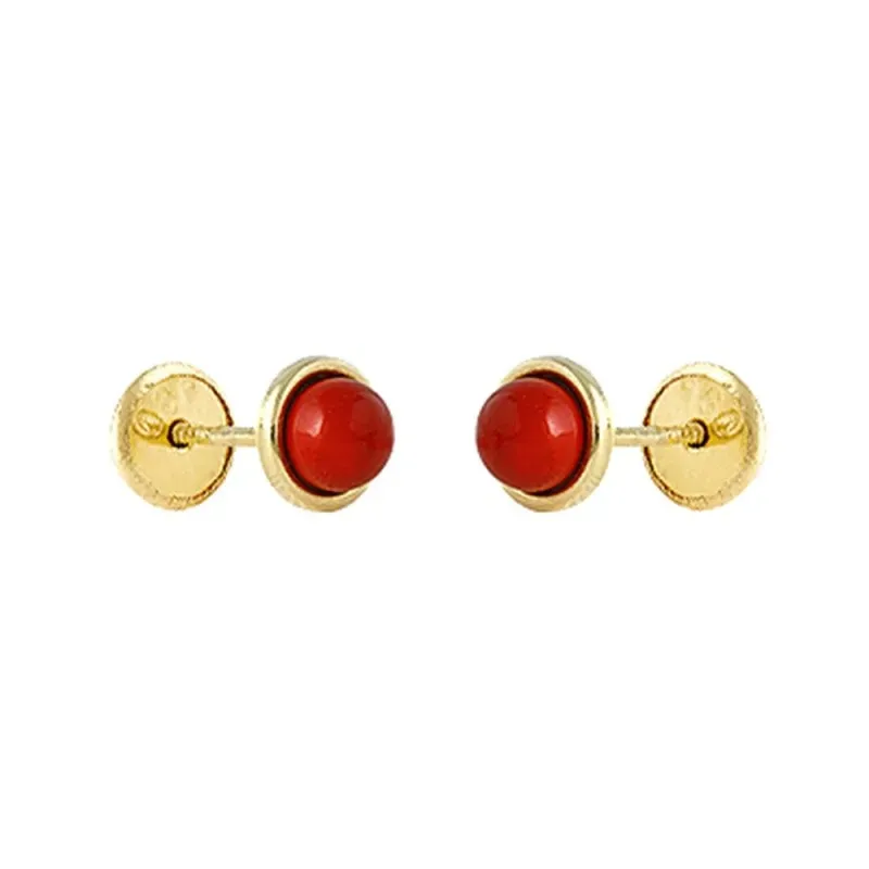 Pendientes oro 18k niña 5.5 mm. corales centro 4.5 mm. tornillo