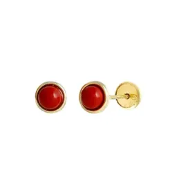 Pendientes oro 18k niña 4.5 mm. corales centro 3 mm. tornillo