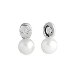 Pendientes oro blanco 18k mujer 8 mm. ovalados diamantes centro 0.02c