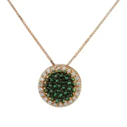 Gargantilla oro rosa 18k mujer 45 cm. colgante 10 mm. combinado 22 di