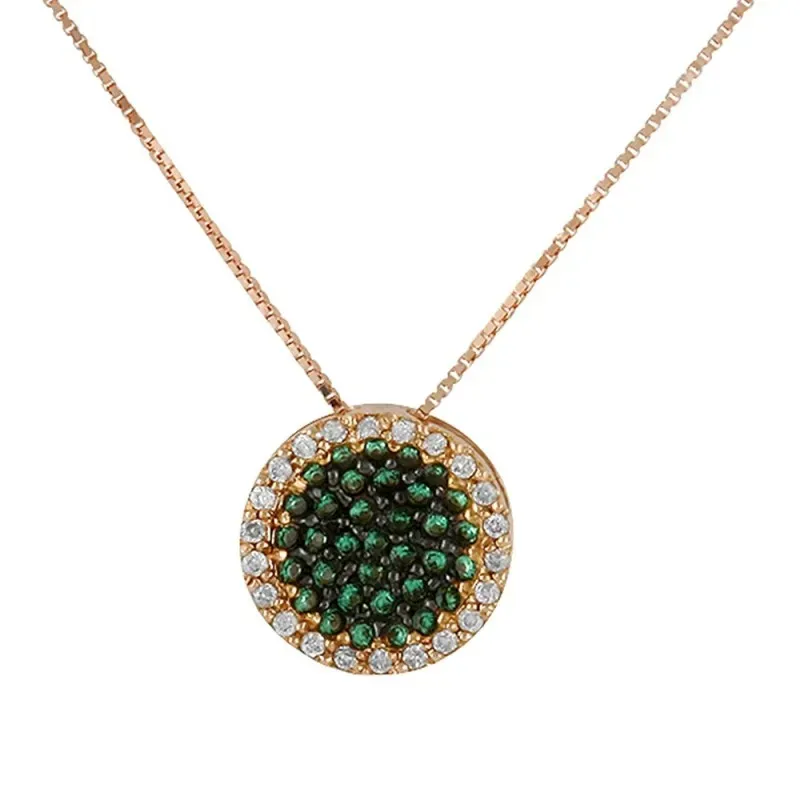 Gargantilla oro rosa 18k mujer 45 cm. colgante 10 mm. combinado 22 di