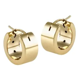 Pendientes oro 18k mujer aros 14 mm. detalles lineas combinados lisos