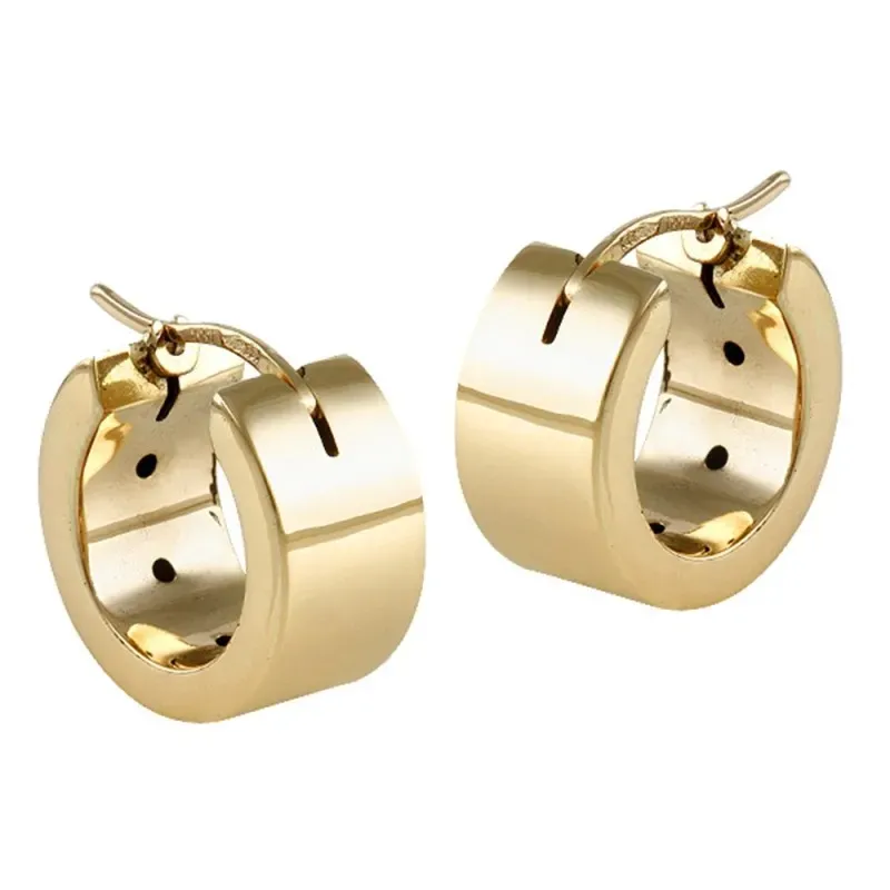 Pendientes oro 18k mujer aros 14 mm. detalles lineas combinados lisos