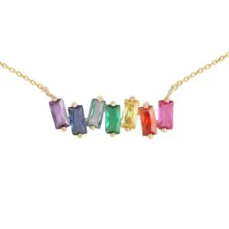 Gargantilla oro 18k mujer 44 cm. siete topacios 4 mm. colores combina