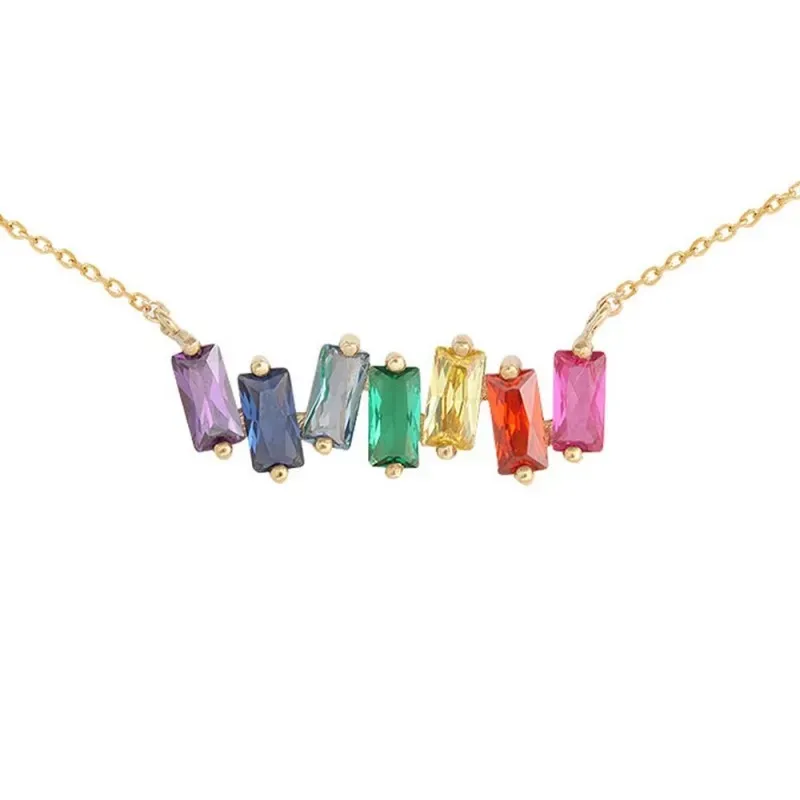 Gargantilla oro 18k mujer 44 cm. siete topacios 4 mm. colores combina