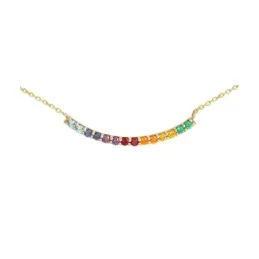 Gargantilla oro 18k mujer 42 cm. centro 14 topacios colores varios