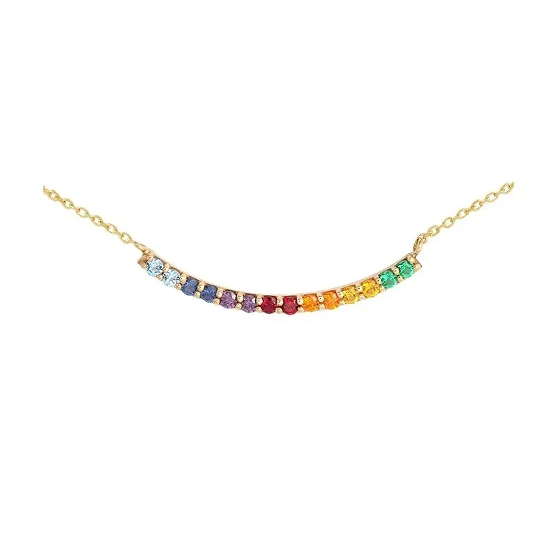 Gargantilla oro 18k mujer 42 cm. centro 14 topacios colores varios