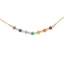 Gargantilla oro 18k mujer 42 cm. ocho diamantes combinados topacios c