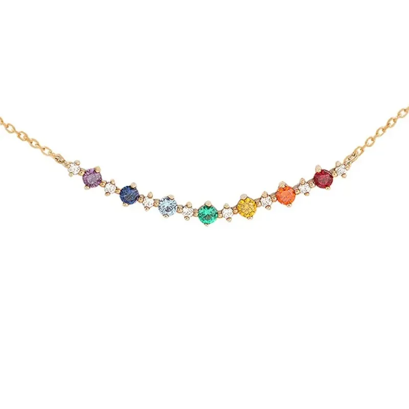 Gargantilla oro 18k mujer 42 cm. ocho diamantes combinados topacios c