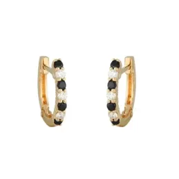 Pendientes oro 18k mujer aros diamantes colores combinados 0.21ct.