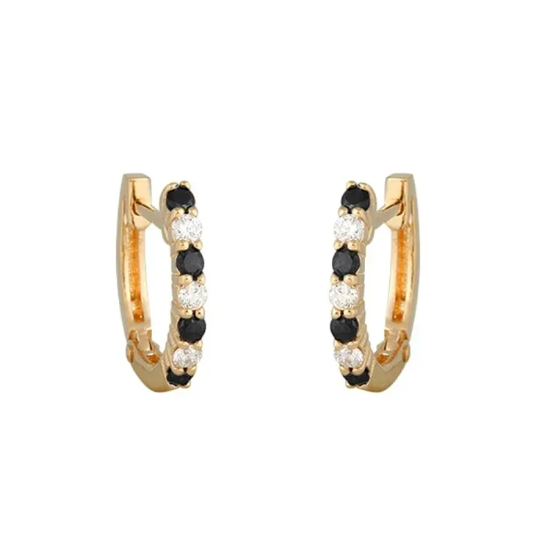 Pendientes oro 18k mujer aros diamantes colores combinados 0.21ct.