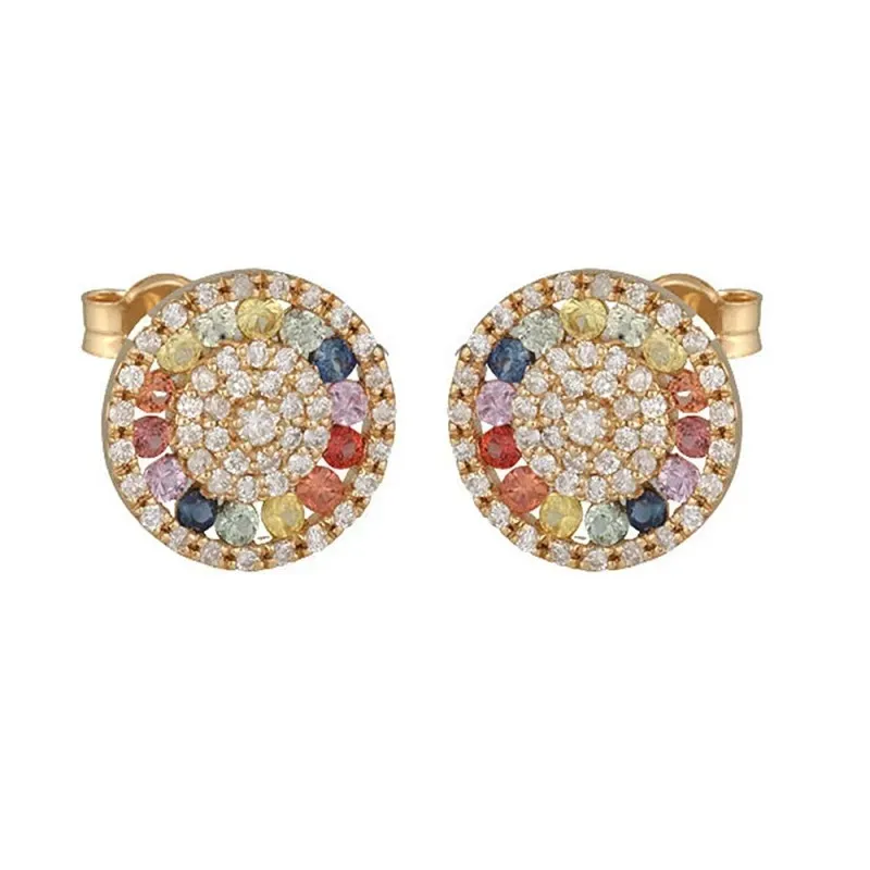Pendientes oro 18k mujer 10.8 mm. zafiros combinados 92 diamantes 0.5