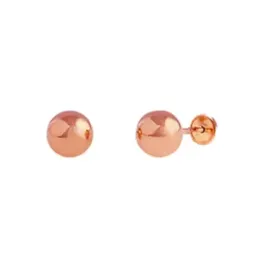 Pendientes oro rosa 18k niña bola lisa 3 mm. tornillo