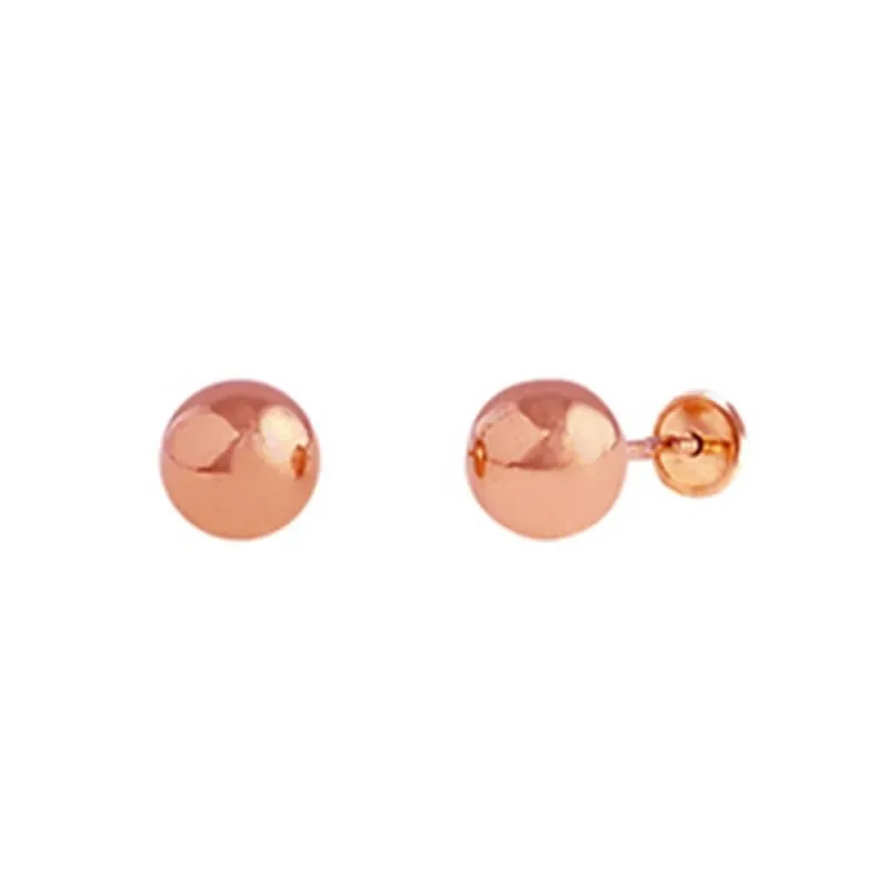 Pendientes oro rosa 18k niña bola lisa 3 mm. tornillo