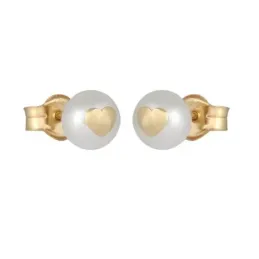 Pendientes oro 18k mujer perla 5 mm. corazón centro presión