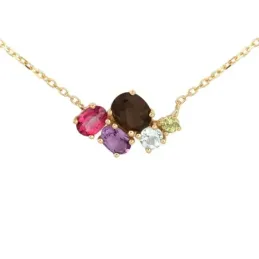 Gargantilla oro 18k mujer topacios colores combinados centro