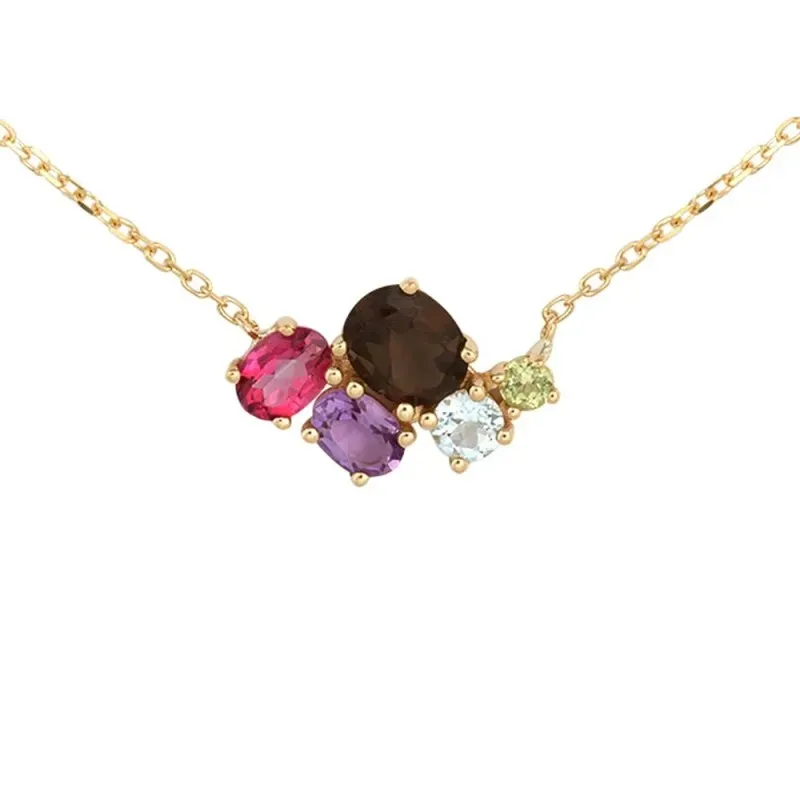 Gargantilla oro 18k mujer topacios colores combinados centro