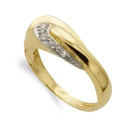 Sortija oro bicolor 18k mujer maciza circonitas bandas detalles lisa