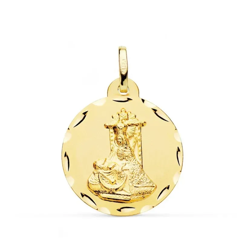 Virgen de las Angustias medalla oro 18k unisex 24 mm. detalles tallad
