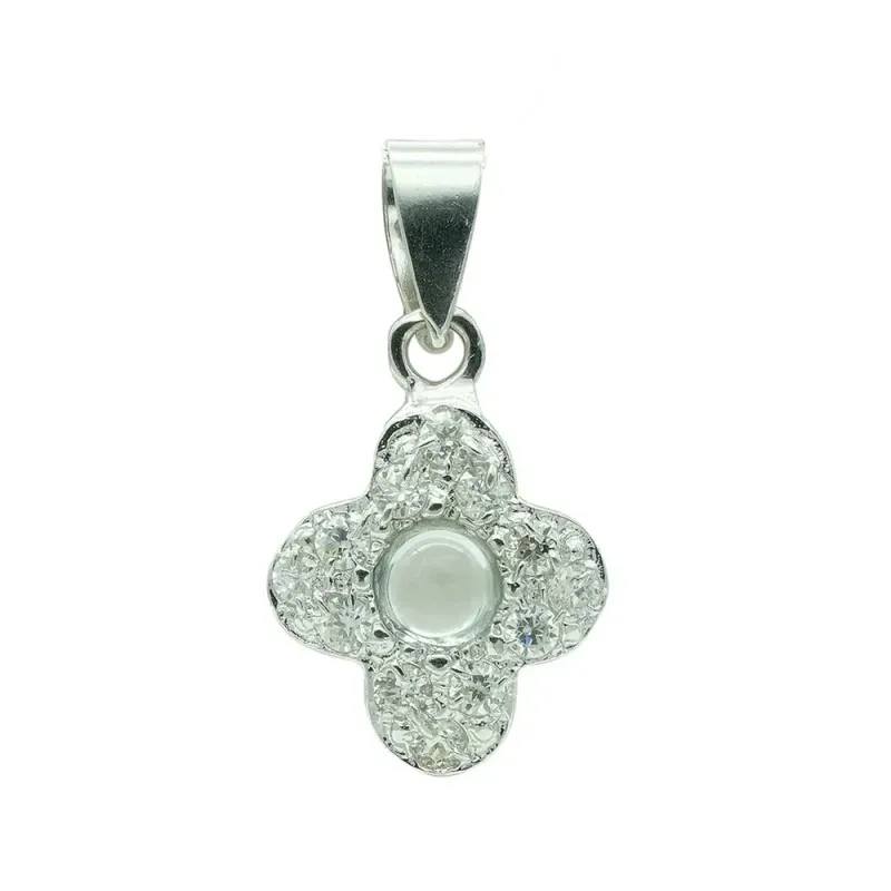 Cruz colgante oro blanco 18k mujer 14 mm. circonitas combinadas