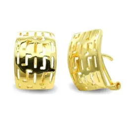 Pendientes oro 18k mujer formas caladas cierre omega