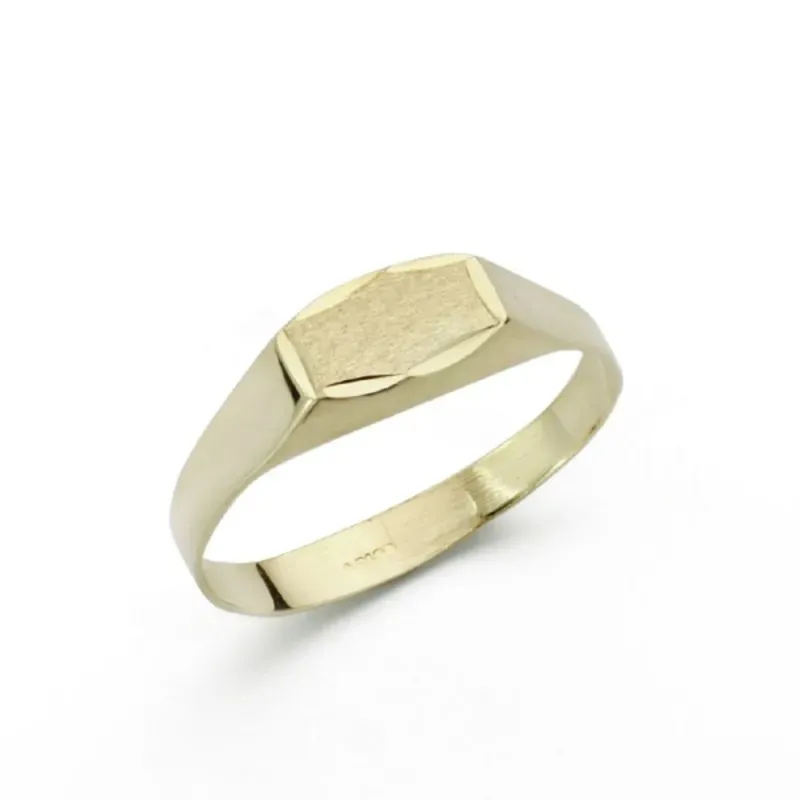 Sello oro 9k bebé cabeza rectangular bordes tallados