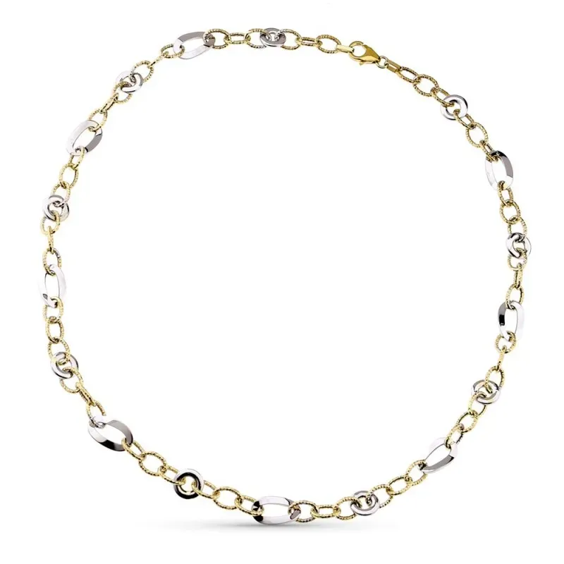 Gargantilla oro bicolor 9k mujer 45 cm. eslabones enlazados combinado