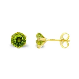 Pendientes oro 9k mujer piedra olivina 5 mm. garras presión