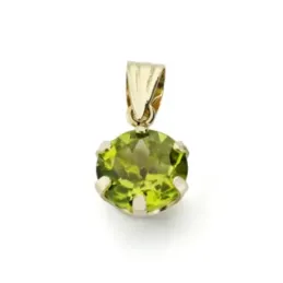Colgante oro 9k mujer 7 mm. piedra olivina seis garras
