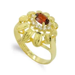Sortija oro 18k mujer piedra color centro combinada circonitas detall