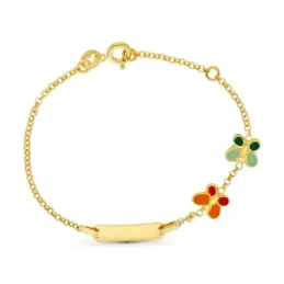 Esclava oro 18k niña 16 cm. mariposas esmaltadas color chapa lisa rea
