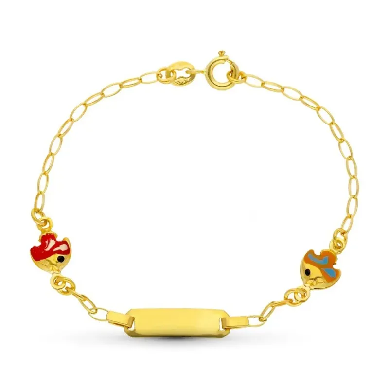 Esclava oro 18k niña 13.5 cm. peces esmlatados color chapa lisa reasa