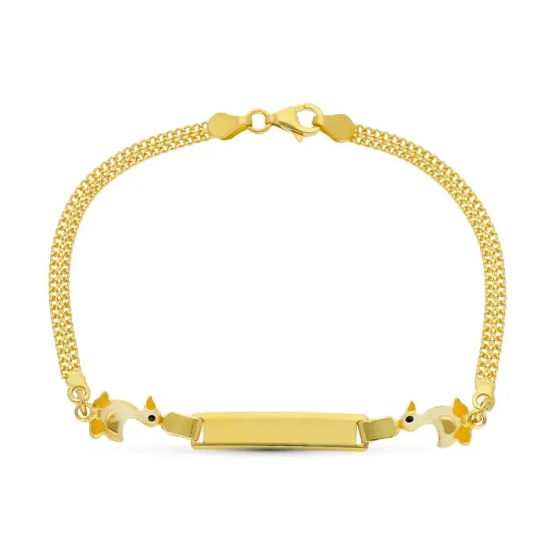 Esclava oro 18k niña 16 cm. figura patos esmaltados color chapa lisa