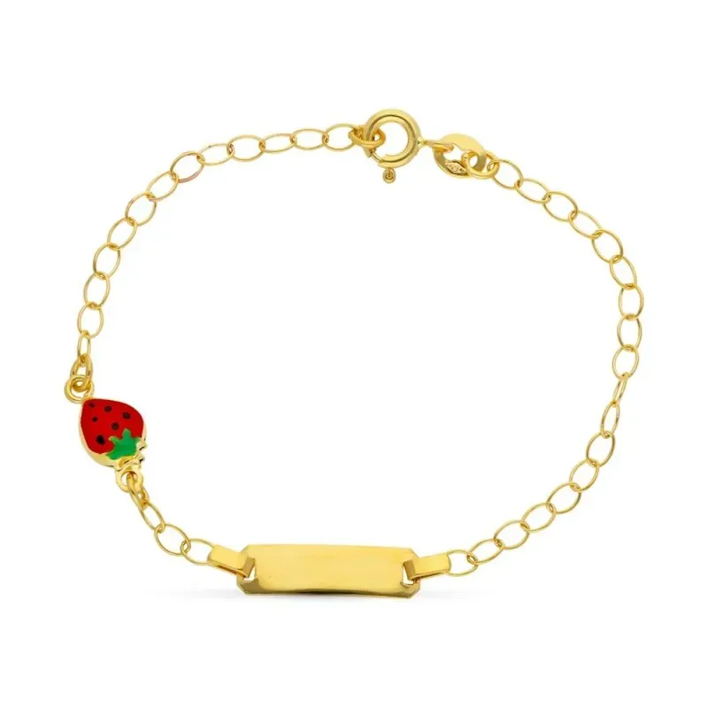 Esclava oro 18k niña 16 cm. fresa esmaltada color chapa lisa reasa