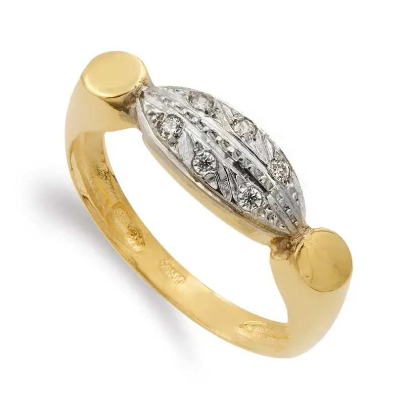 Sortija oro bicolor 18k mujer cabeza forma ovalada circonitas