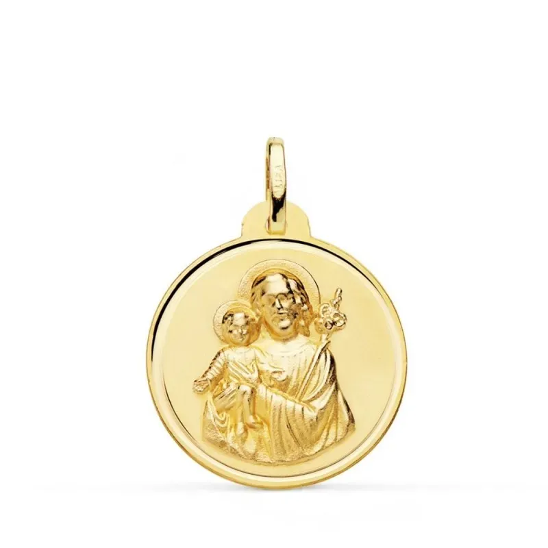 San José medalla oro 18k unisex 22 mm. bisel liso