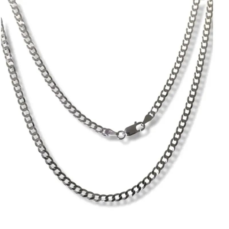 Cadena plata Ley 925m unisex 40 cm. barbada ancho eslabón 3 mm. mosqu