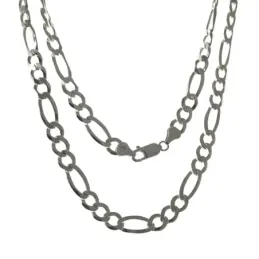 Cadena plata Ley 925m unisex 50 cm. aternada 3+1 ancho eslabón 7 mm.