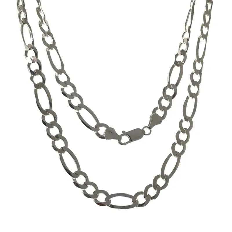Cadena plata Ley 925m unisex 50 cm. aternada 3+1 ancho eslabón 7 mm.