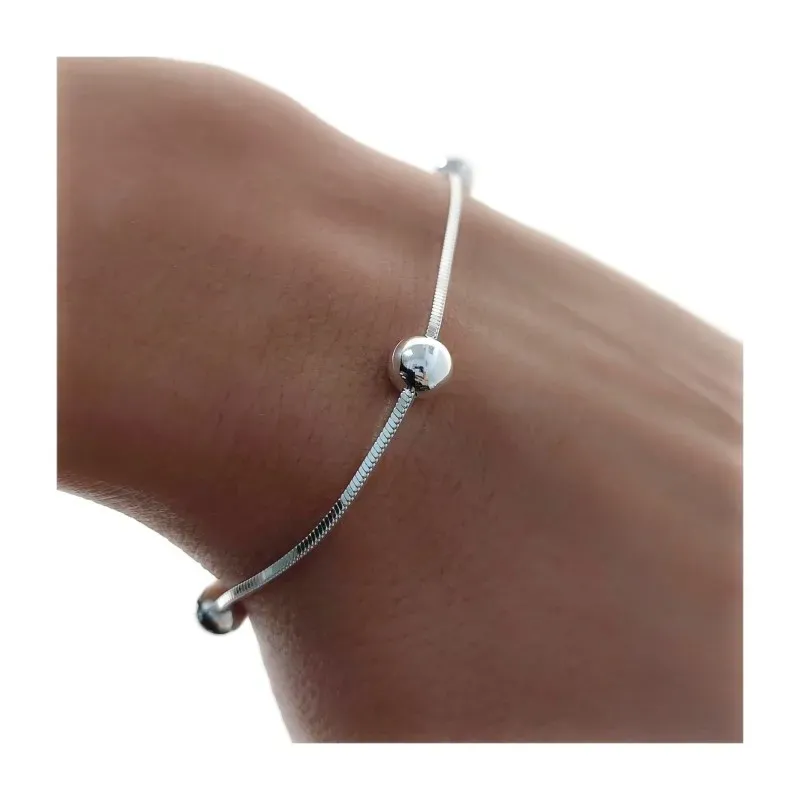 Pulsera plata Ley 925m mujer 18 cm. cadena cola de topo lapidada comb