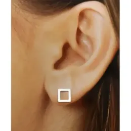 Pendientes plata Ley 925m mujer 8 mm. cuadrado calado liso presión