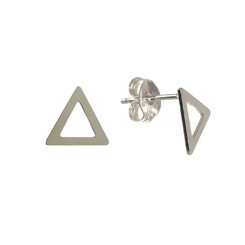 Pendientes plata Ley 925m mujer 9 mm. triángulo calado liso presión