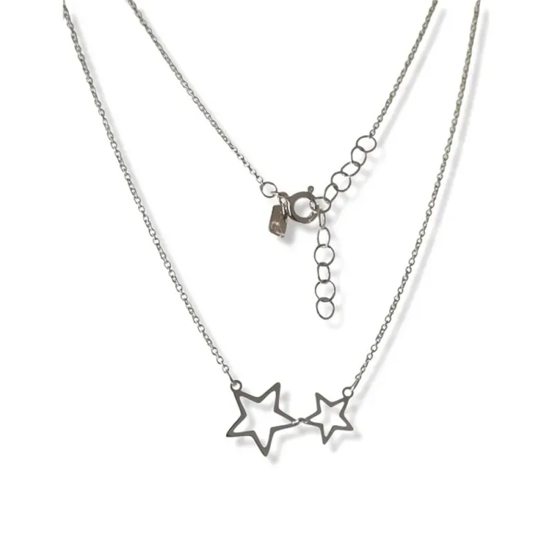 Gargantilla plata Ley 925m mujer 41.5 cm. forzada colgante estrellas