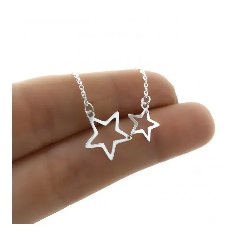 Gargantilla plata Ley 925m mujer 41.5 cm. forzada colgante estrellas