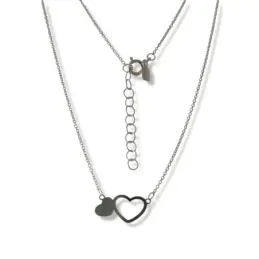 Gargantilla plata Ley 925m mujer 41.5 cm. forzada colgante corazones