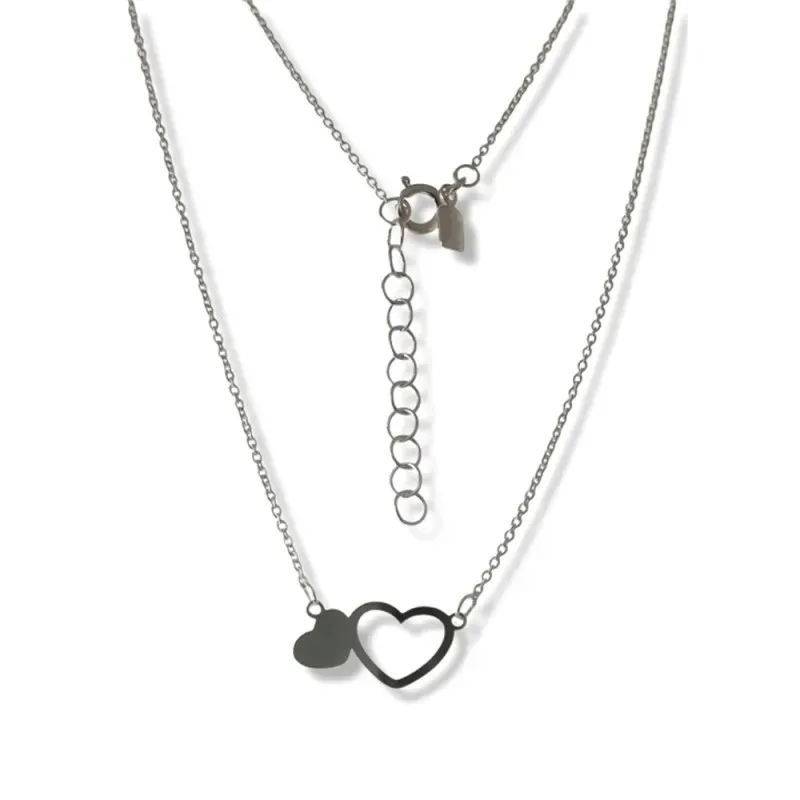 Gargantilla plata Ley 925m mujer 41.5 cm. forzada colgante corazones