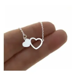Gargantilla plata Ley 925m mujer 41.5 cm. forzada colgante corazones